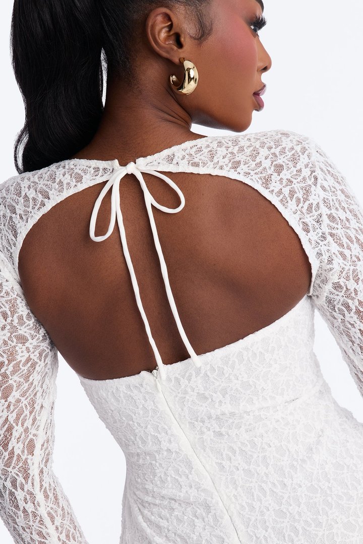 Saffron Lace Midi Dress - Ivory