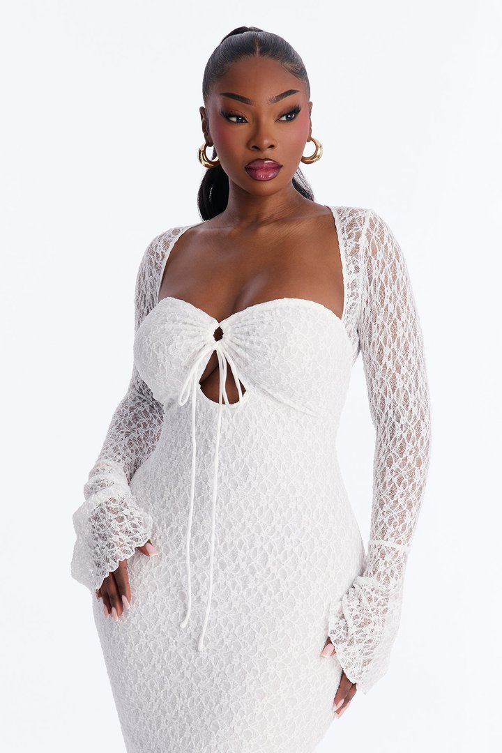 Saffron Lace Midi Dress - Ivory