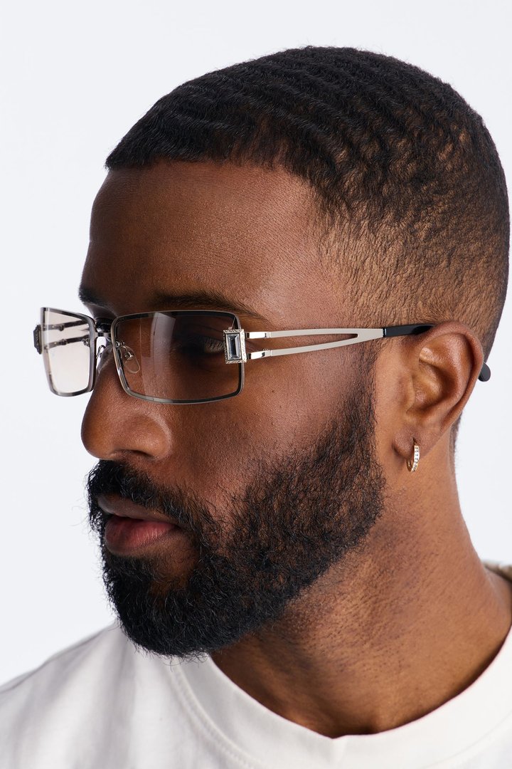 Gridlock Steel Square Sunglasses - Silver
