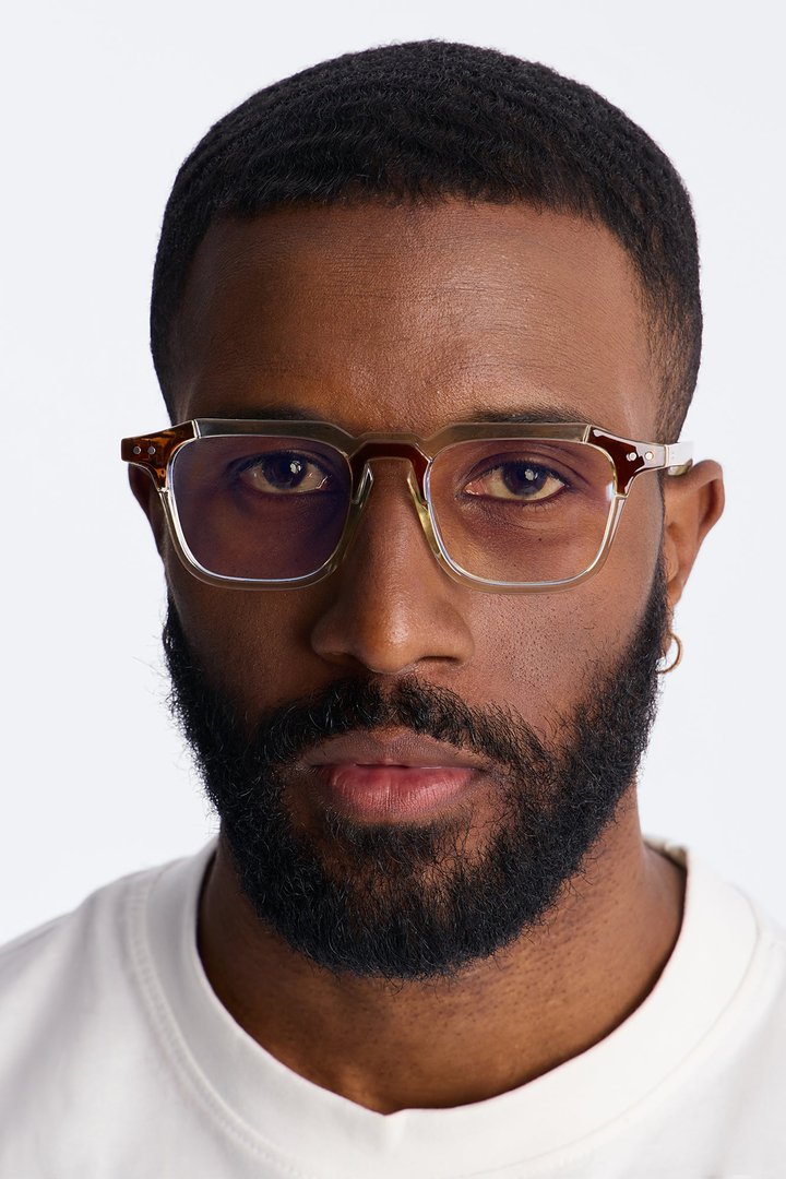 Retro Fade Square Sunglasses - Clear/Nude