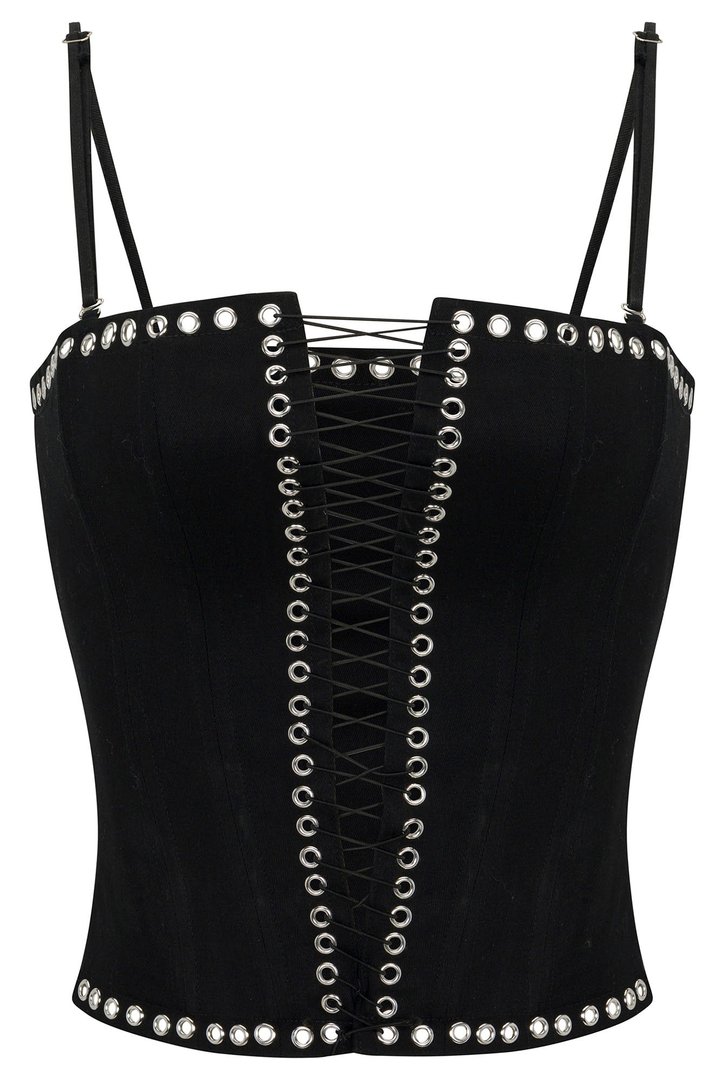 Dark Beauty Lace Up Corset Top - Black
