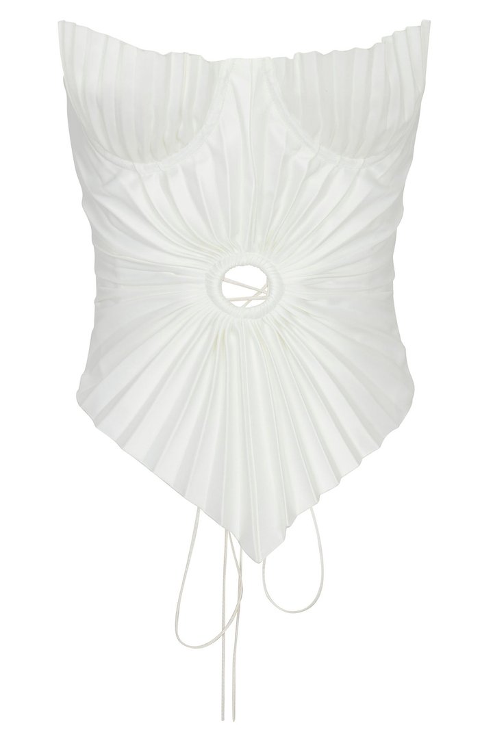 Aura Pleated Corset Top - White