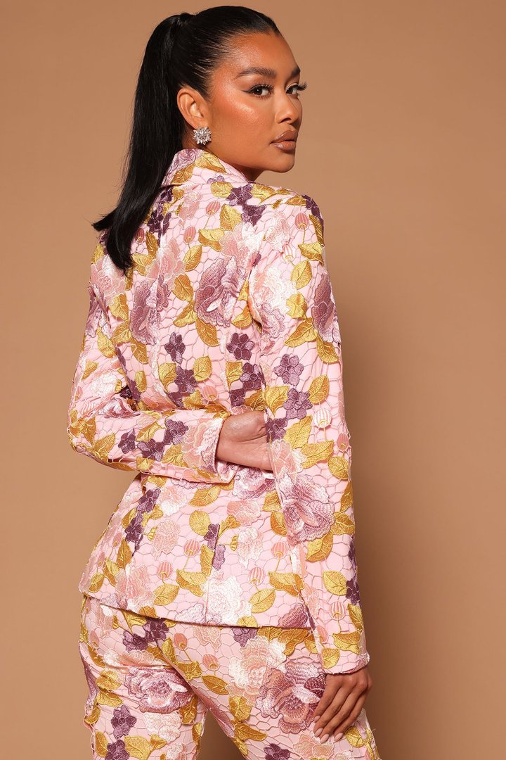 Lucille Embroidered Blazer - Pink/combo