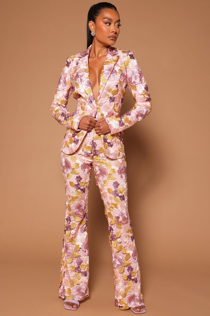 Lucille Embroidered Pant - Pink/combo