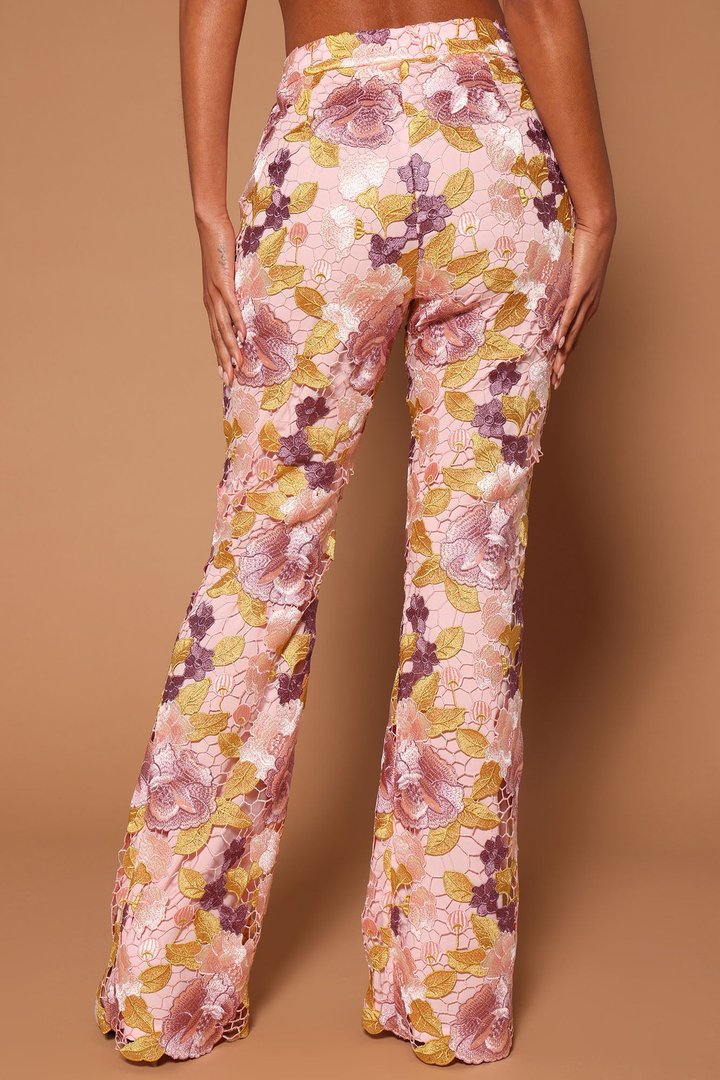 Lucille Embroidered Pant - Pink/combo