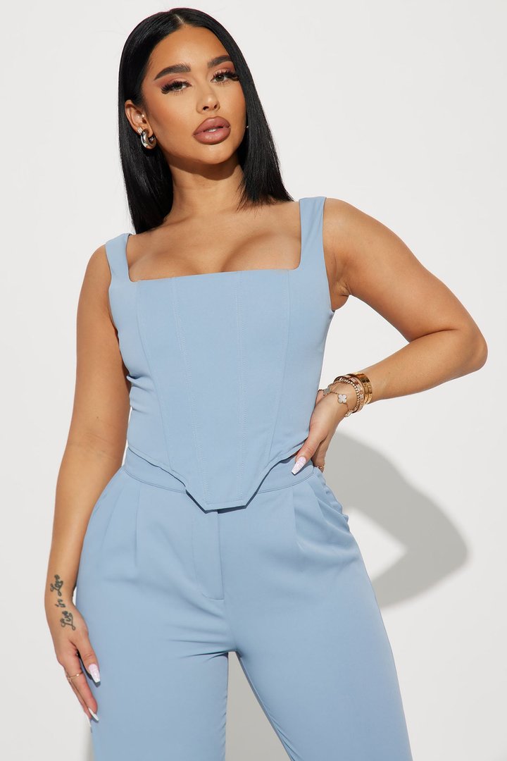 Karol Corset Pant Set - Slate Blue