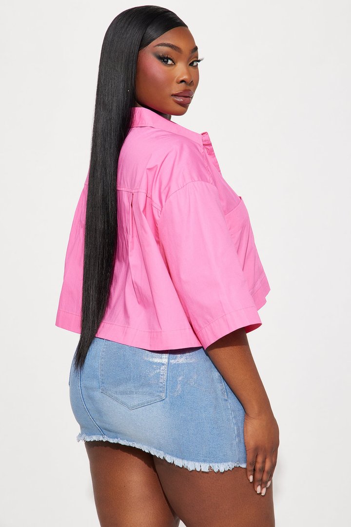Busy Weekends Poplin Shirt - Hot Pink
