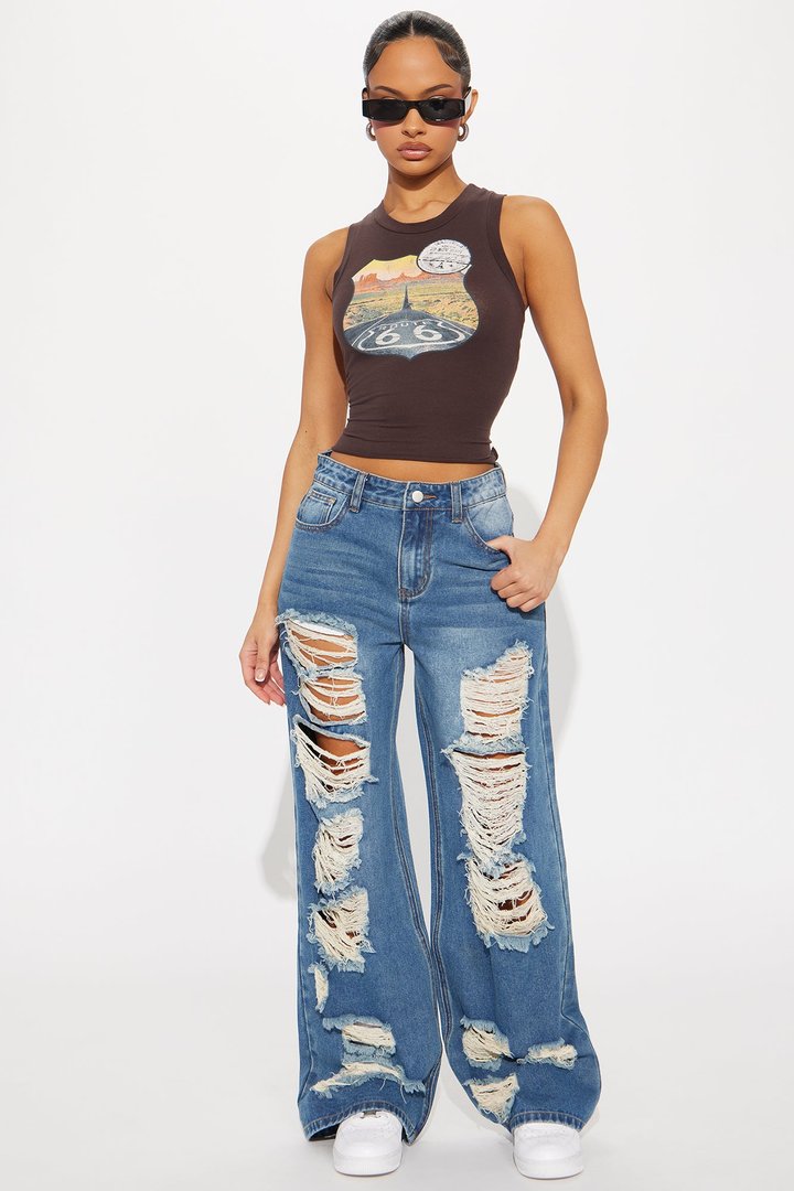 Route 66 Highway Tank Top - Brown