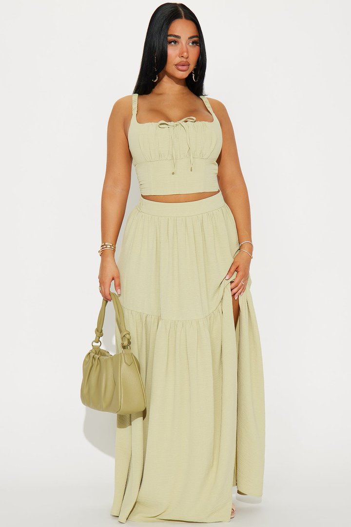 Country Belle Maxi Skirt Set - Sage