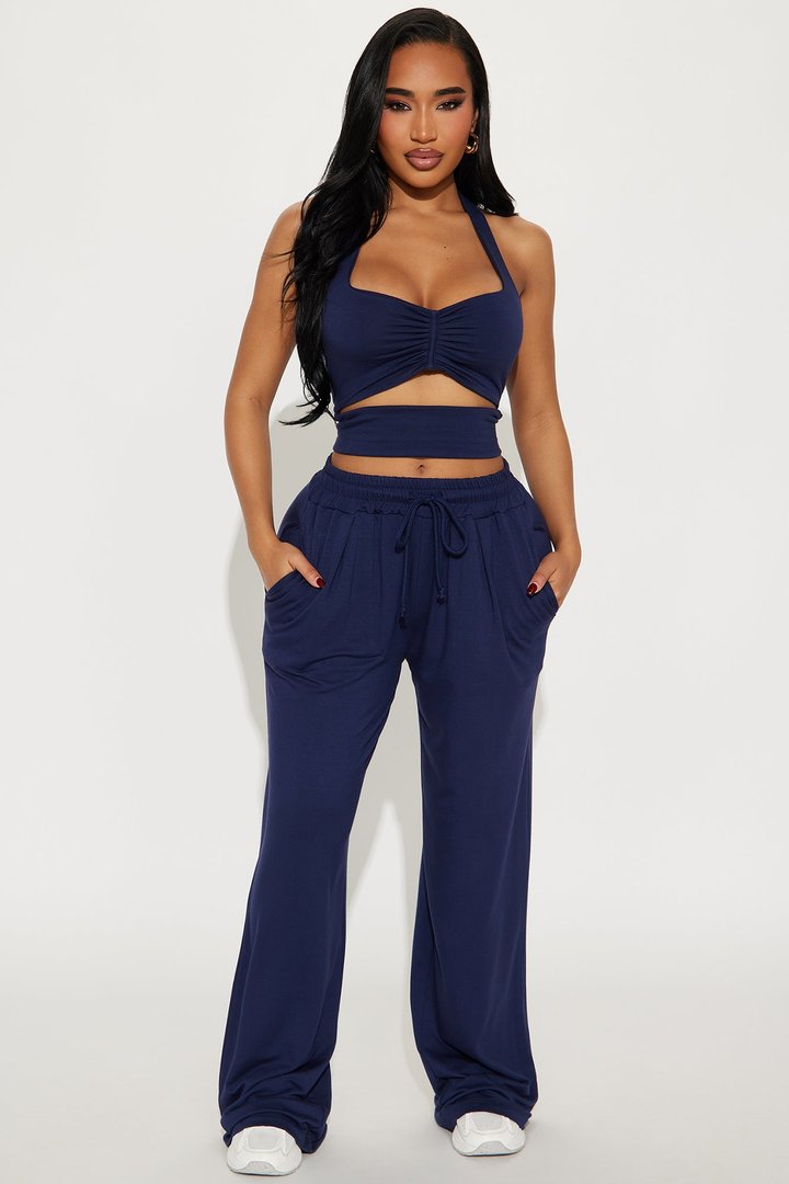 Just Stepping Out Pant Set - Navy