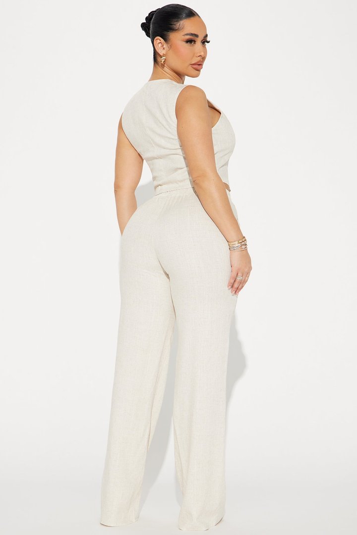 Perfect Vacay Linen Pant Set - Taupe