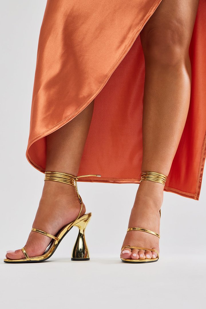 Out And About Wrap Up Heels - Gold