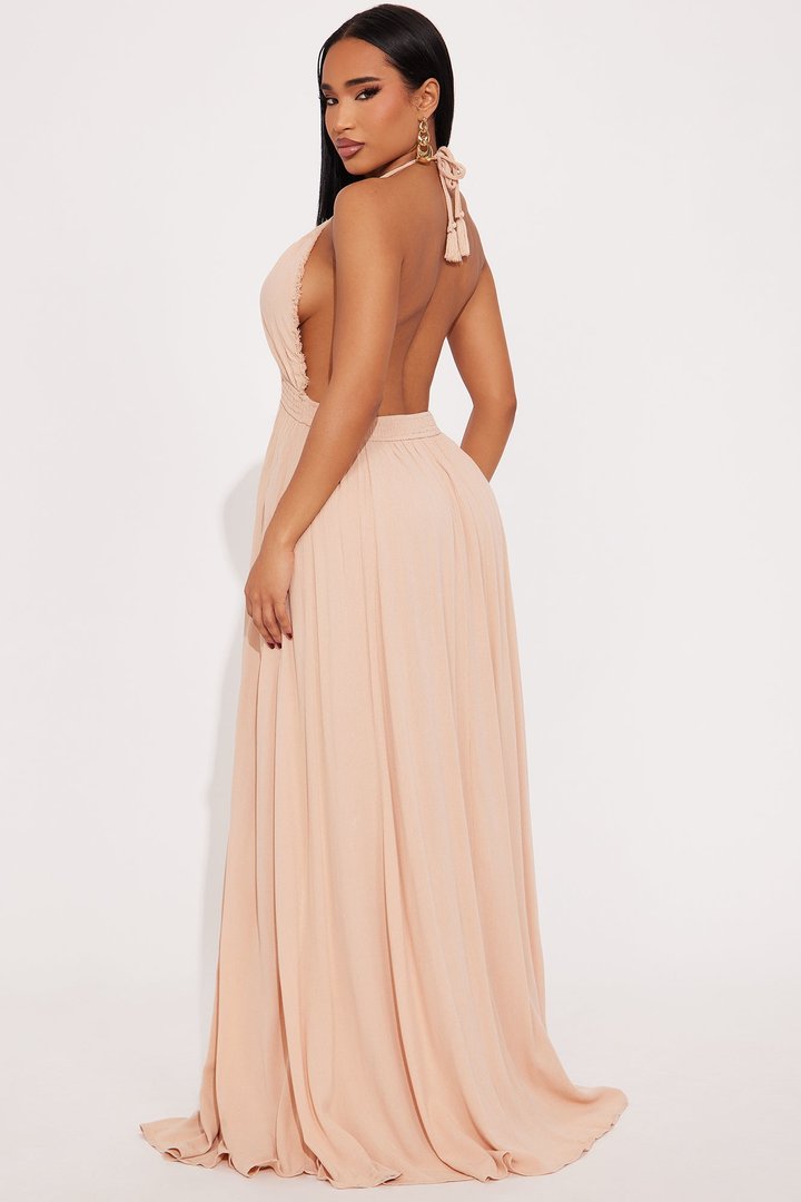 Tanya Backless Maxi Dress - Taupe