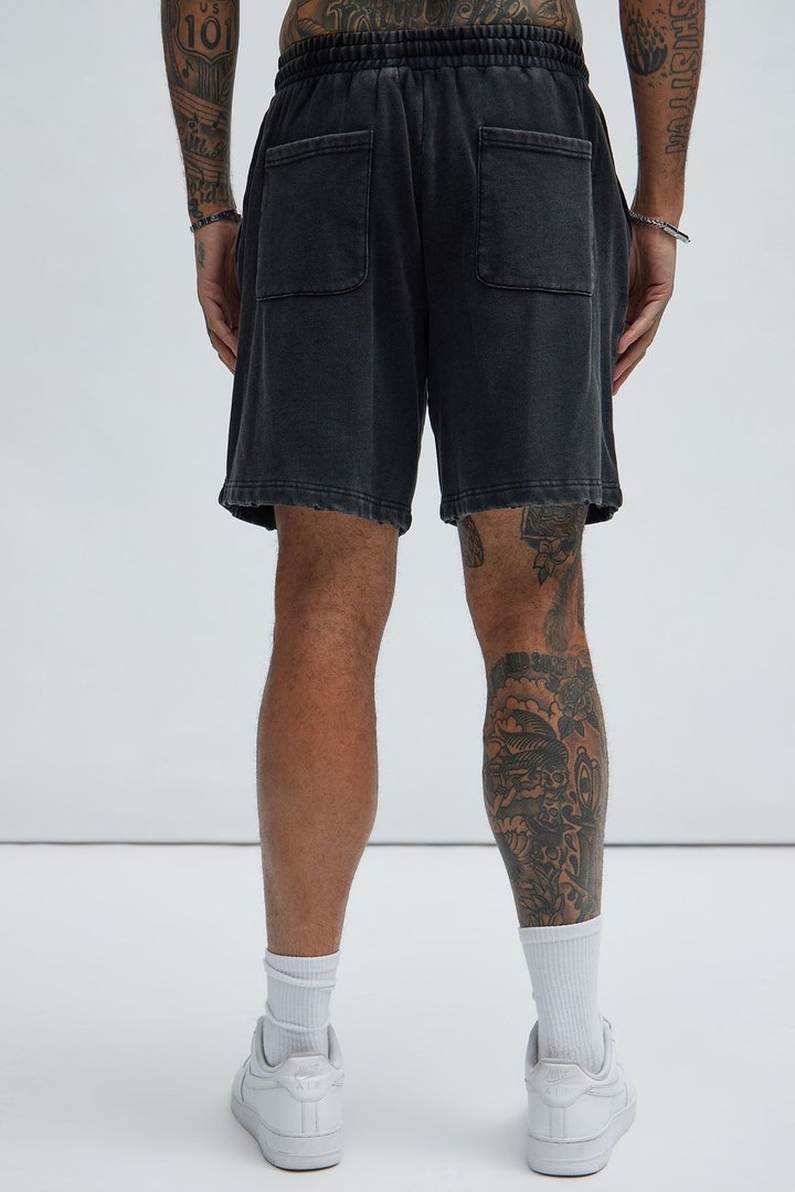 Tayson Heavy Wash Relaxed Shorts - Black Wash
