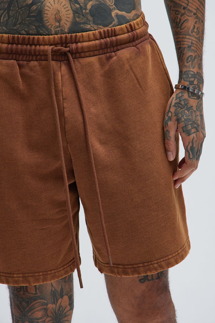 Tayson Heavy Wash Relaxed Shorts - Dark Brown