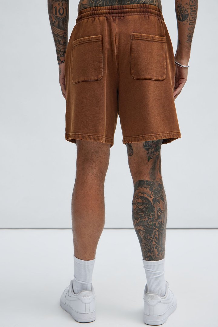Tayson Heavy Wash Relaxed Shorts - Dark Brown