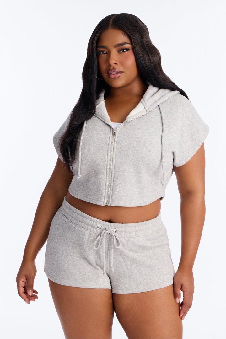 On The Edge Fleece Short Set - Heather Grey