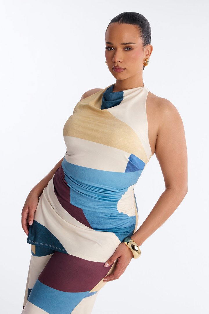 Level Up High Neck Halter Pant Set - Multi Color