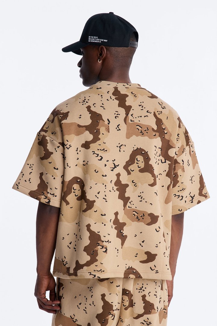 Oversized Time Warp Camo Short Sleeve Fleece Tee - Camouflage