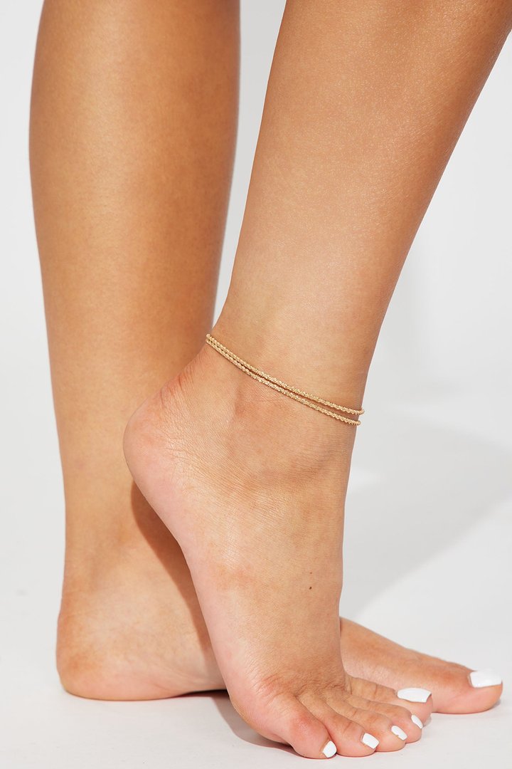 Peeking Through 2 Piece Anklet Set - Gold