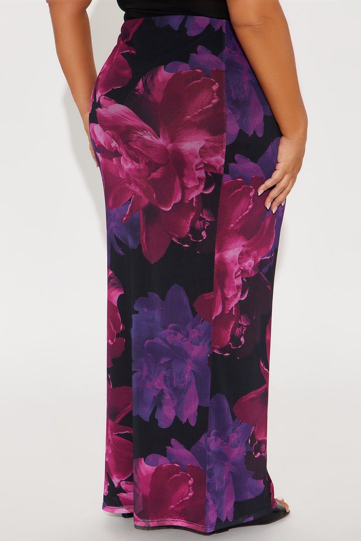 Midnight Bloom Mesh Maxi Skirt - Black/combo