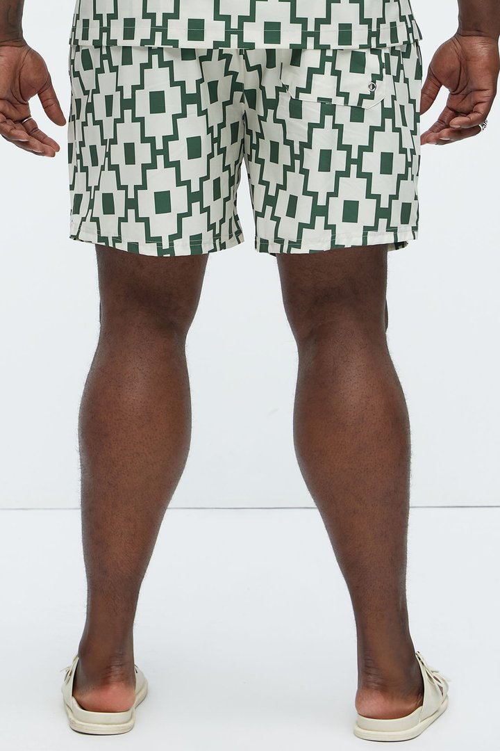 Mosaic Printed Swim Trunk 6″ - Cream/combo
