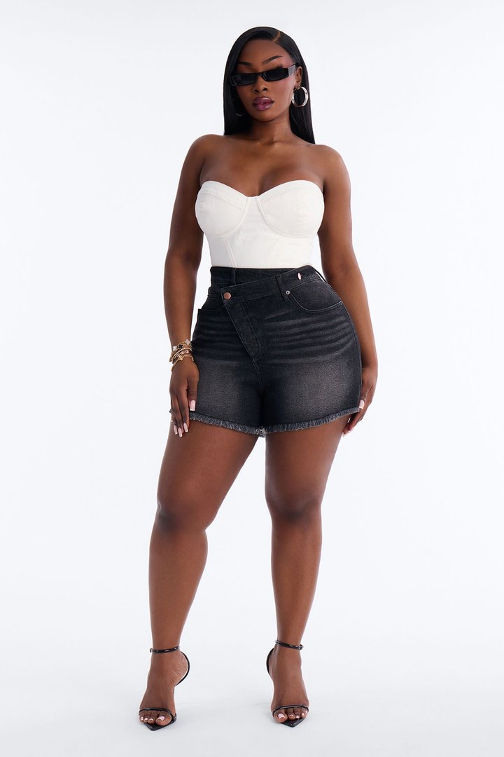 Salinas Crossover Stretch Denim Shorts - Black Wash