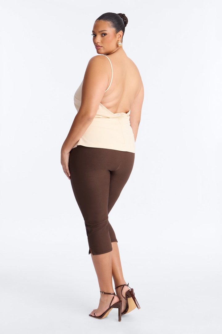 Peony Glow Ruched Backless Tank Top - Cream