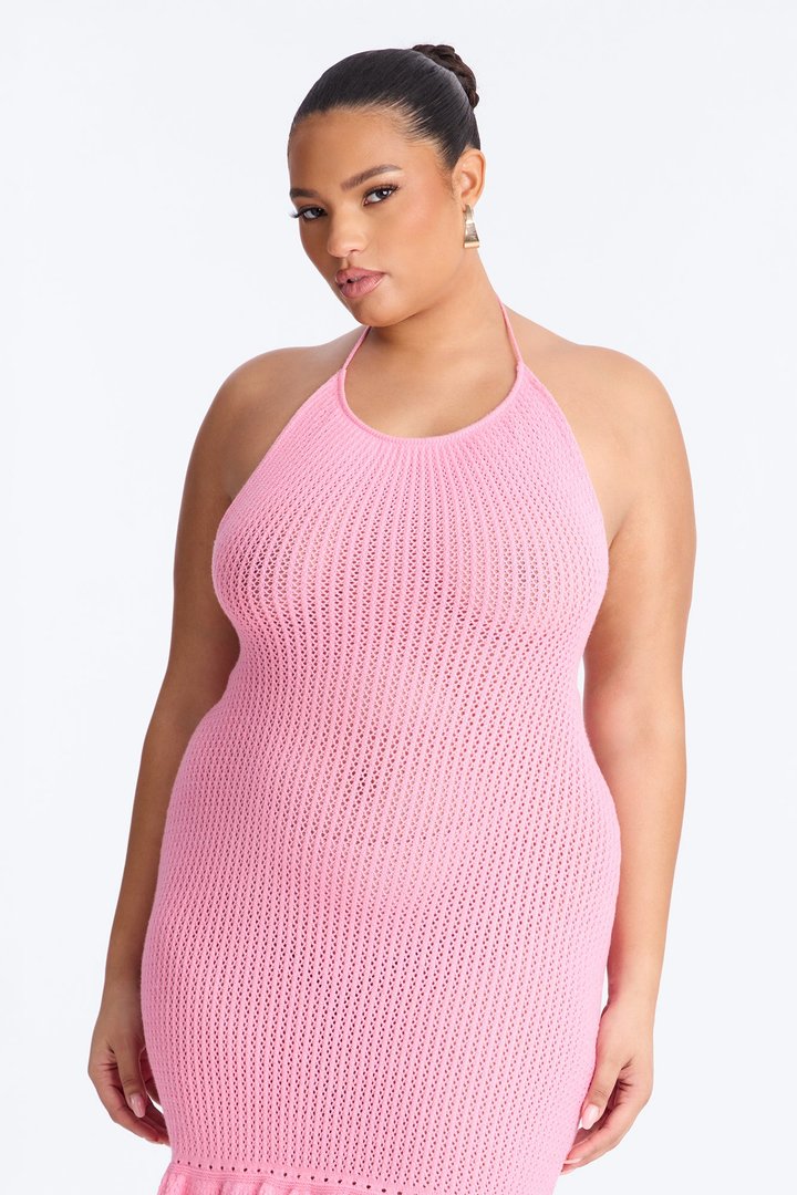 Avianna Halter Sweater Mini Dress Set - Pink