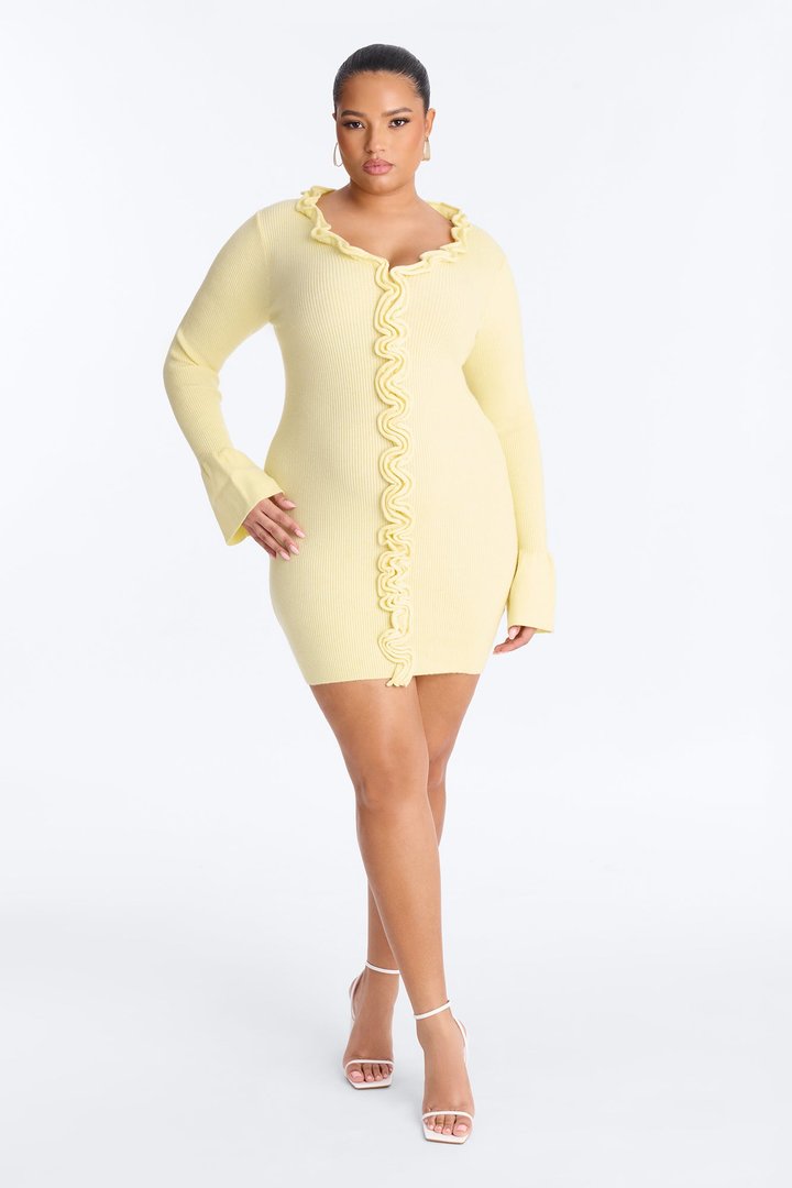Sweet But Spicy Ruffle Mini Dress - Butter Yellow