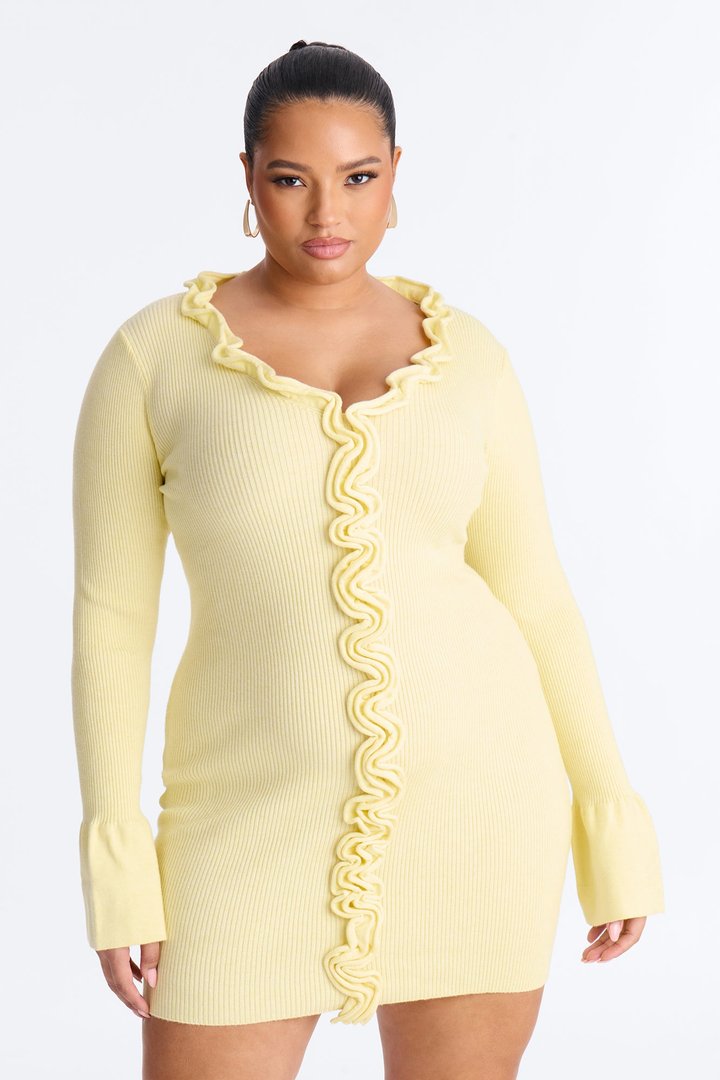 Sweet But Spicy Ruffle Mini Dress - Butter Yellow