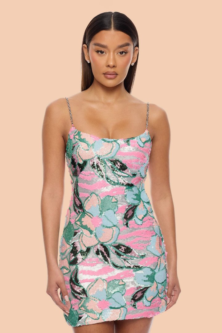 Leah Sequin Mini Dress - Multi Color