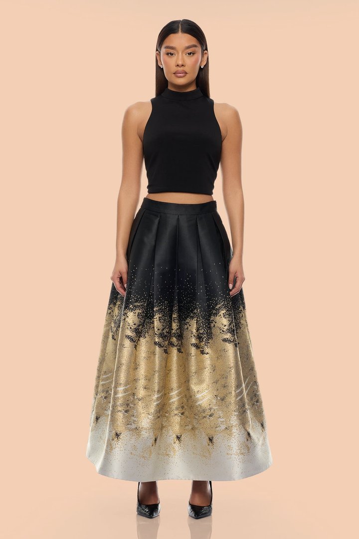 Esparza Metallic Skirt Set - Gold/combo
