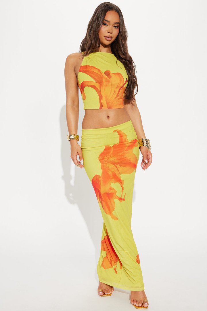 Cecilia Floral Skirt Set - Yellow/combo