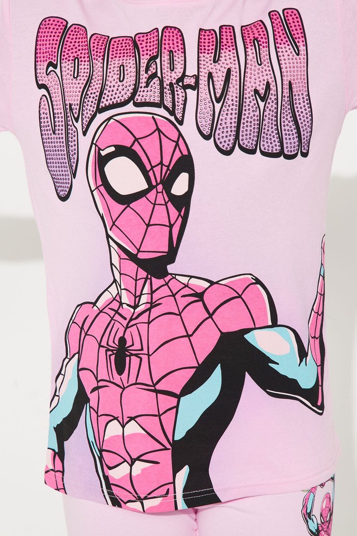 Mini Spiderman Short Set - Light Pink