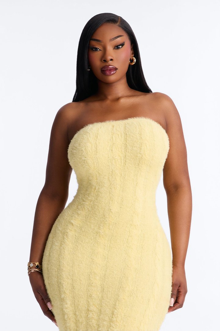 Good Vibes 2 Piece Sweater Maxi Dress Set - Butter Yellow