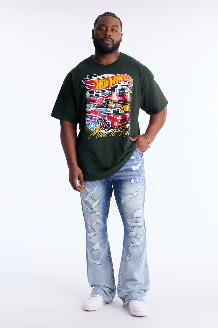 Stacked Skinny Flare Up And Destroyed Jean - Light Blue Wash