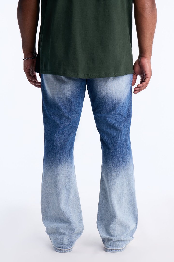 Stacked Skinny Flare Up And Destroyed Jean - Light Blue Wash
