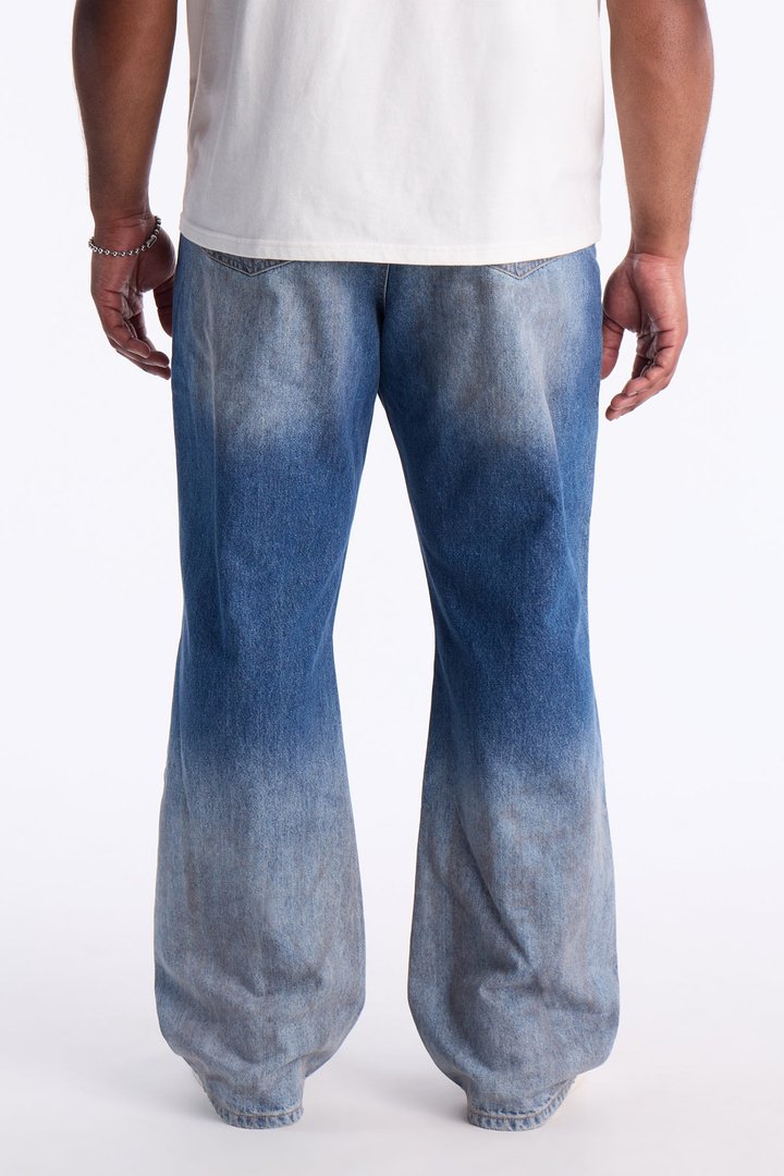 Stacked Slim Flare Razed Jean - Vintage Blue Wash
