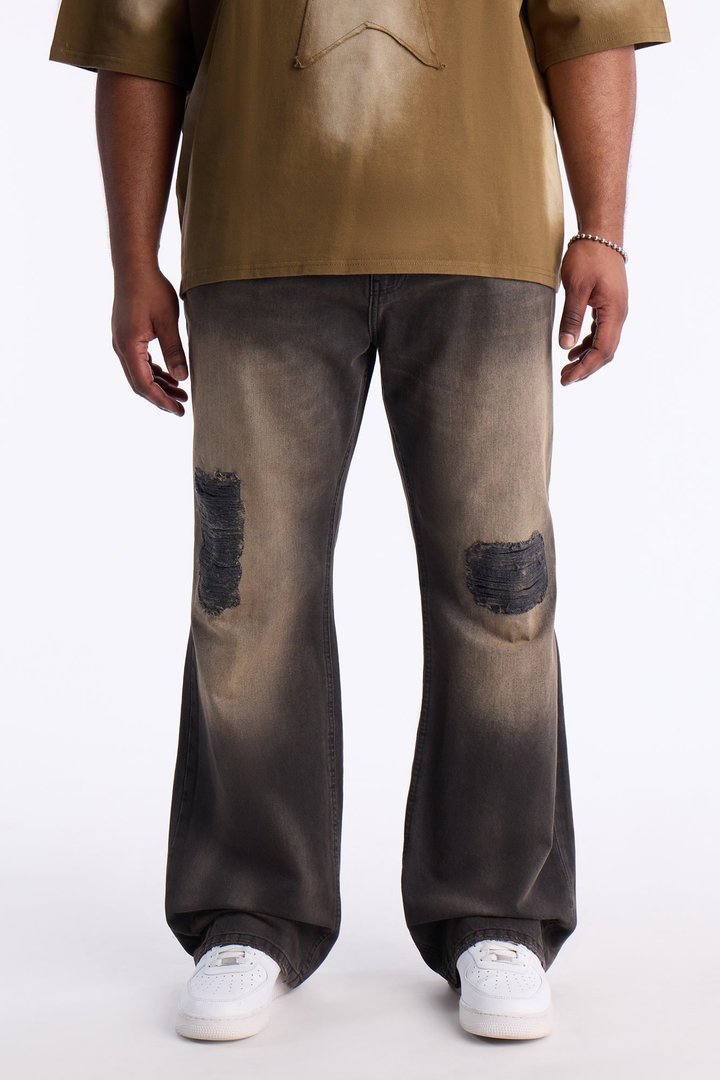 Stacked Slim Flare Get A Dose Distressed Jean - Black Wash