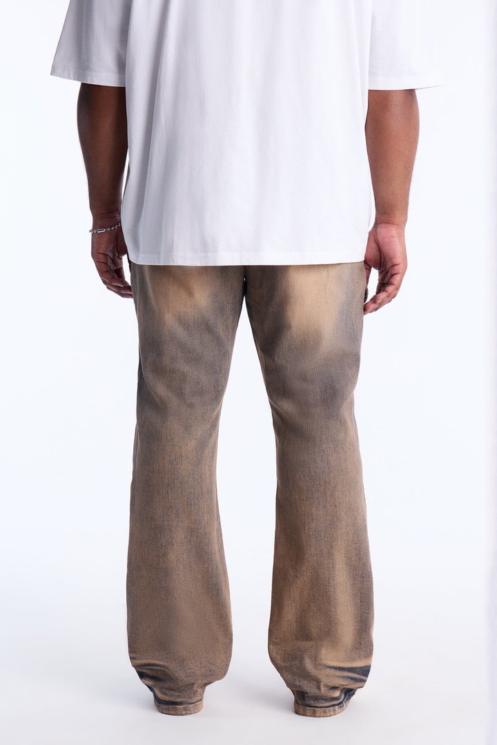 Stacked Skinny Flare No Fear Distressed Cargo Jean - Vintage Wash