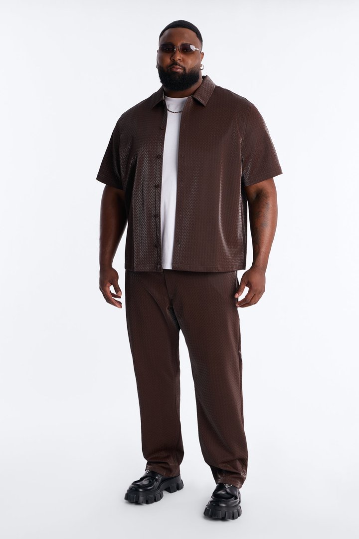 Straight Tisse Textured Faux Leather Pant - Brown