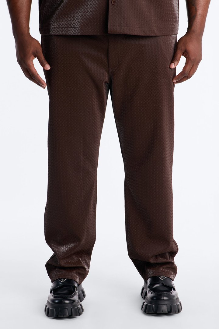 Straight Tisse Textured Faux Leather Pant - Brown