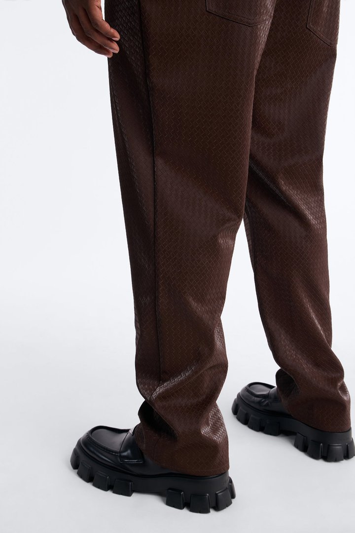 Straight Tisse Textured Faux Leather Pant - Brown