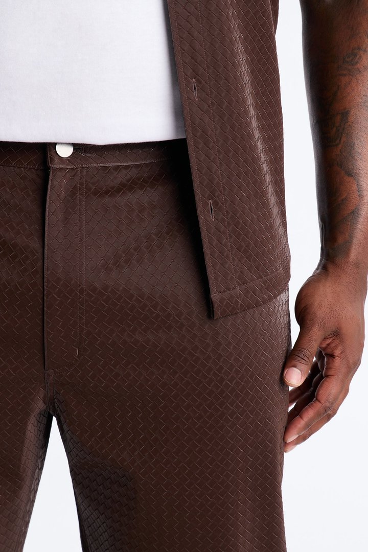 Straight Tisse Textured Faux Leather Pant - Brown