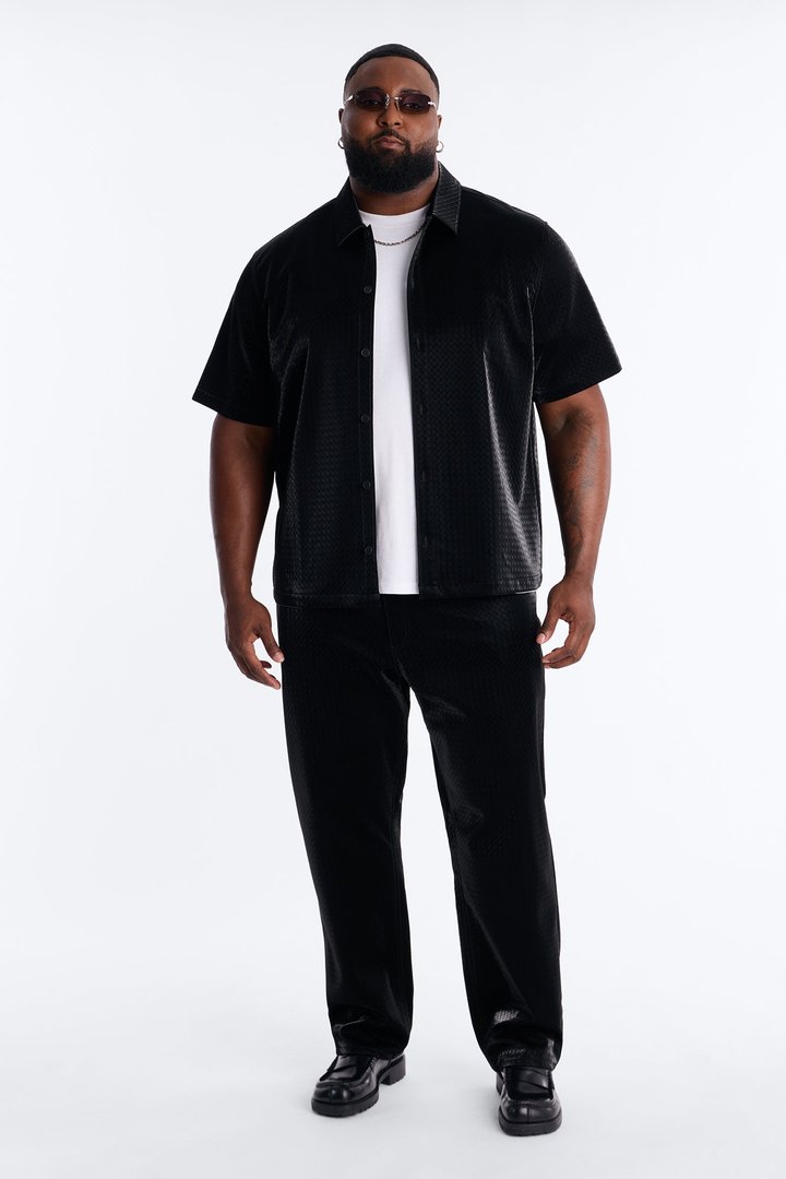 Straight Tisse Textured Faux Leather Pant - Black