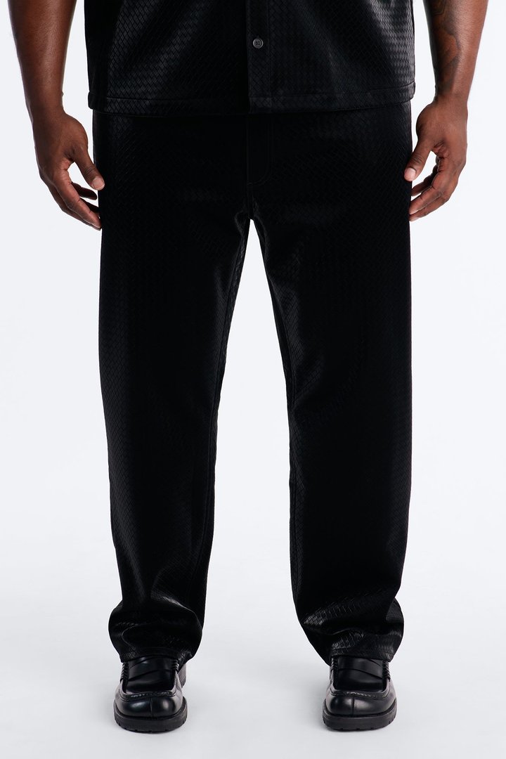 Straight Tisse Textured Faux Leather Pant - Black