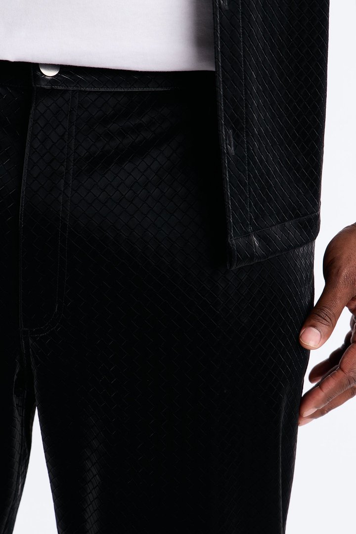 Straight Tisse Textured Faux Leather Pant - Black