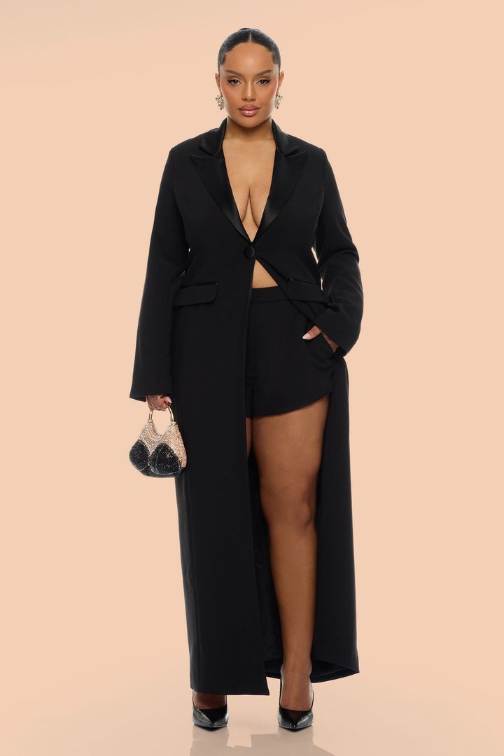 Margo Maxi Blazer Short Suit Set - Black