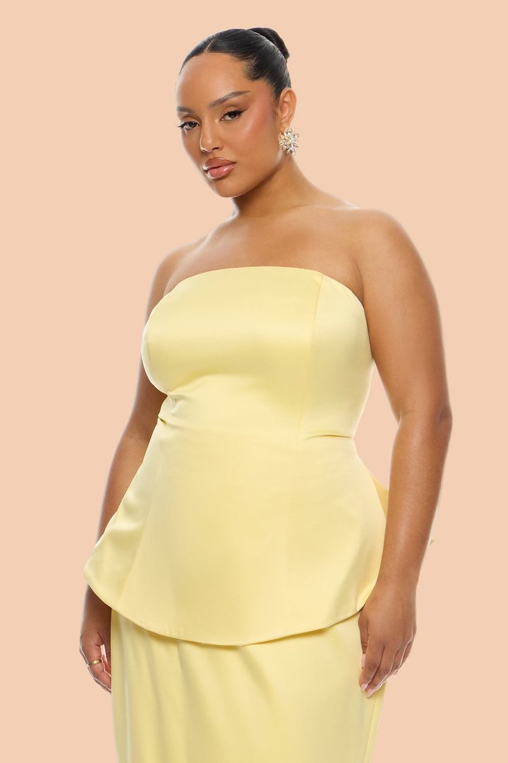 Kenny Satin Gown - Butter Yellow